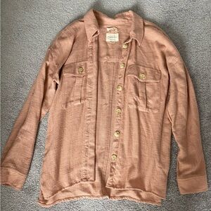 salmon pink a&e over size button up